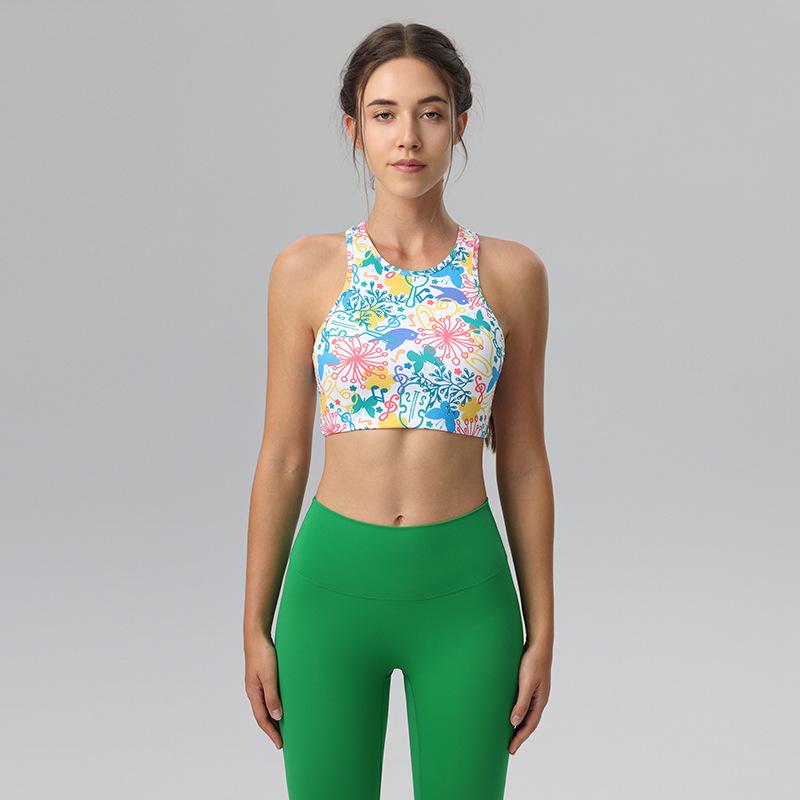水着 レディース ビーチ ヨガウェア スポーツブラ 一体型 カップ付き ブラウス トップス 聚拢 美背 パッド入り フィットネス ランニング トレーニング