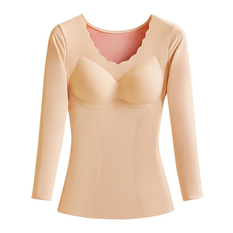 肌着 レディース 長袖 裏起毛 あったかインナー ブラトップ 一体型 極暖 伸縮性 ストレッチ 保温 部屋着 防寒 秋冬