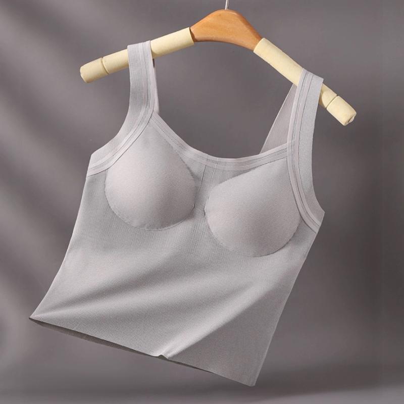 ブラキャミソール レディース ノンワイヤー 無縫製 カップ付き インナー タンクトップ 補正下着 肌着 シェイプウェア 接触冷感 薄手2