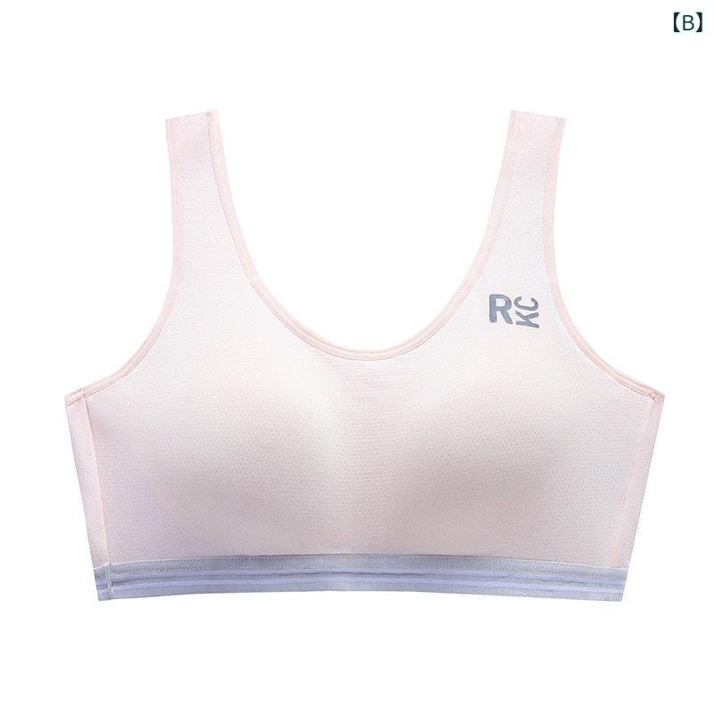 ブラジャー レディース スポーツブラ 白 小背心式 中学生 高校生 女児 発育期 薄手