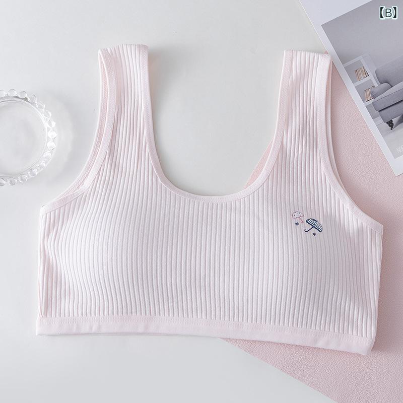 ブラジャー ガールズ 初中生 スポブラ ハーフトップ ノンワイヤー スポーツブラ 女児 インナー ファーストブラ 成長期 凸点防止 快適