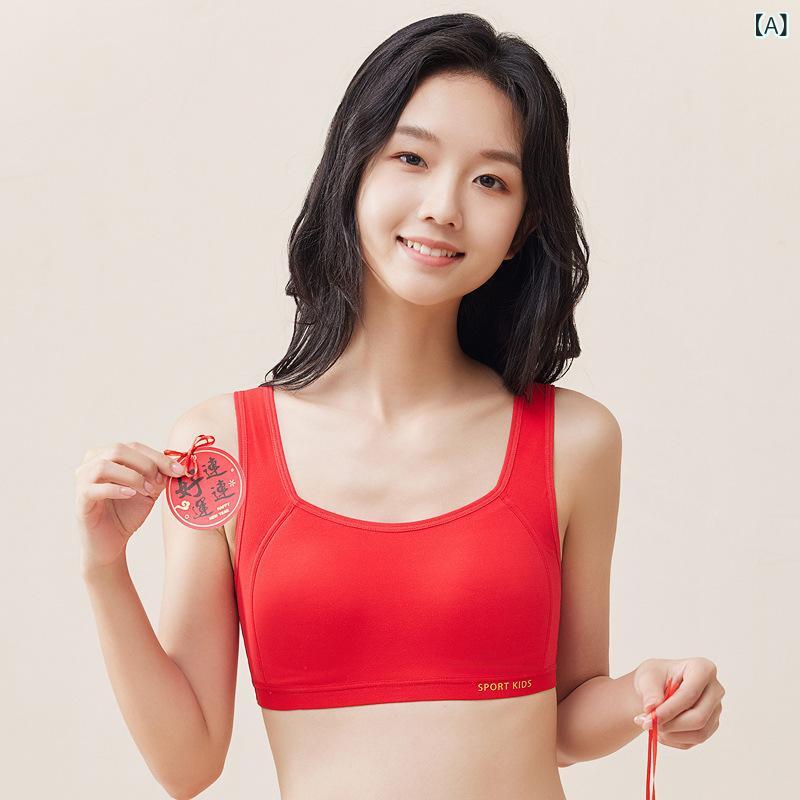 下着 女の子 ジュニア 新年 赤色 ヘビ柄 ブラジャー ノンワイヤー スポブラ ファーストブラ スポーツブラ 成長期 キッズ ブラトップ インナー