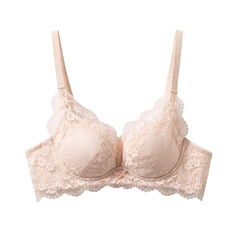 ブラジャー レディース 小胸 補正 谷間 脇高 レース ノンワイヤー 垂れ防止 アンダーバスト調整 通気性 快適 かわいい