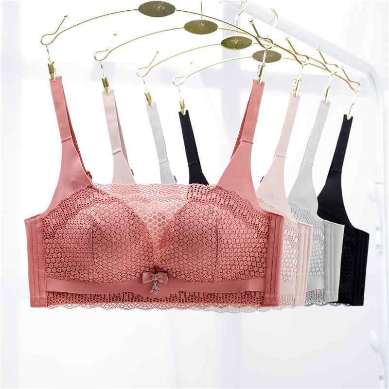 ブラジャー レディース レース ノンワイヤー 谷間メイク 寄せ上げ 調整型 補正 育乳 バストアップ アンダーウェア セット2