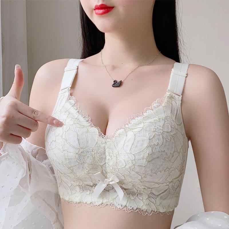 ブラジャー レディース 大きいサイズ レース 通気性 脇高 谷間 快適 薄手 ワイヤーなし 下着 インナー アンダーウェア
