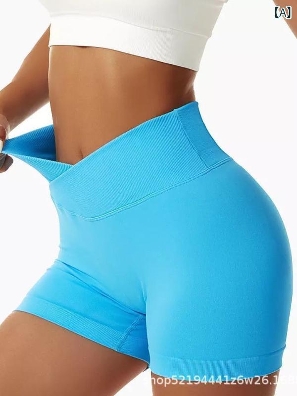 ヨガパンツ レディース ストレッチ ハイウエスト ランニング フィットネス ウェア ショートパンツ 蜜桃..