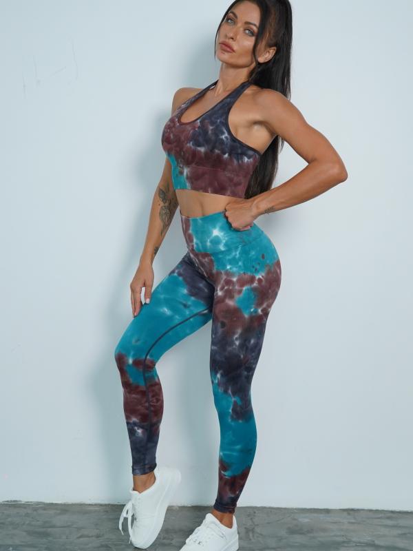 ヨガウェア レディース 上下セット スポーツブラ ハイウエスト ショートパンツ デジタルプリント トレーニングウェア スポーツウェア 吸湿速乾 ストレッチ 伸縮性