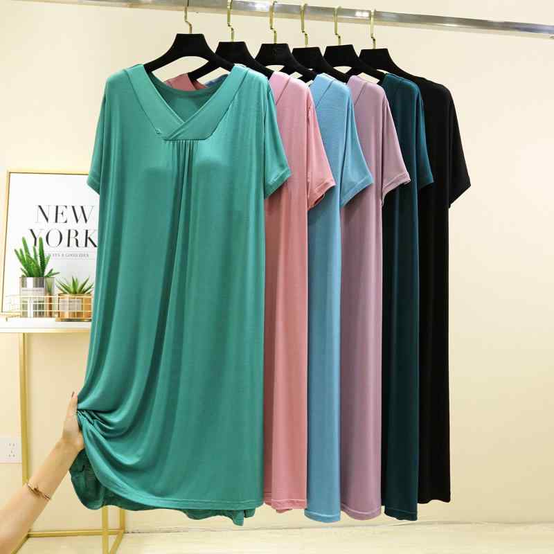 ワンピース レディース 接触冷感 ビッグシルエット ルームウェア 部屋着 半袖 ゆったり ドロップショルダー Aライン フレア 薄手 かわいい リラックス 春夏