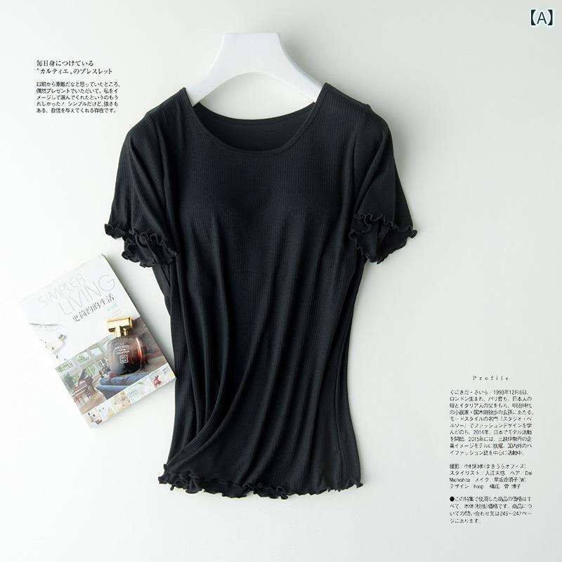 Tシャツ レディース 春夏 ブラパッド付き 半袖 インナー ウェア カットソー 肌着 ルームウェア 接触冷感 吸湿速乾2