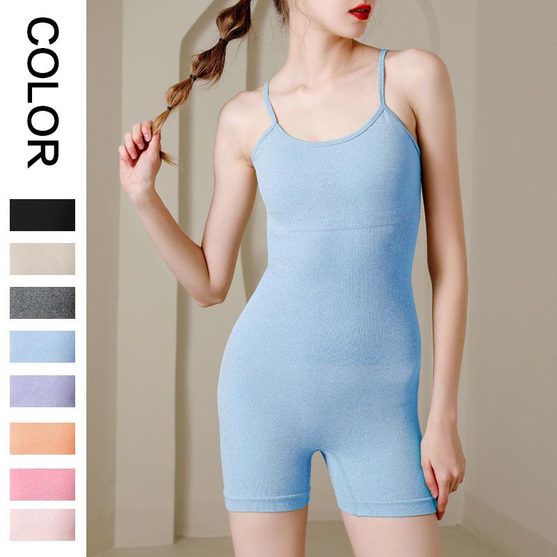 ヨガウェア レディース スポーツウェア オールインワン サマー トレーニングウェア ショートパンツ スリム フィットネスウェア シームレス ジャンプスーツ 伸縮性 吸湿速乾