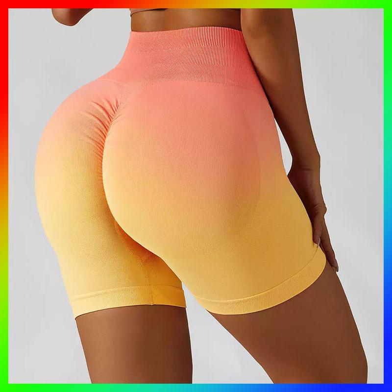 スポーツレギンス レディース ヨガパンツ シームレス タイト 腹部コントロール ヒップアップ ランニング 5分丈 グラデーション ピーチショーツ スポーツウェア トレーニング フィットネス