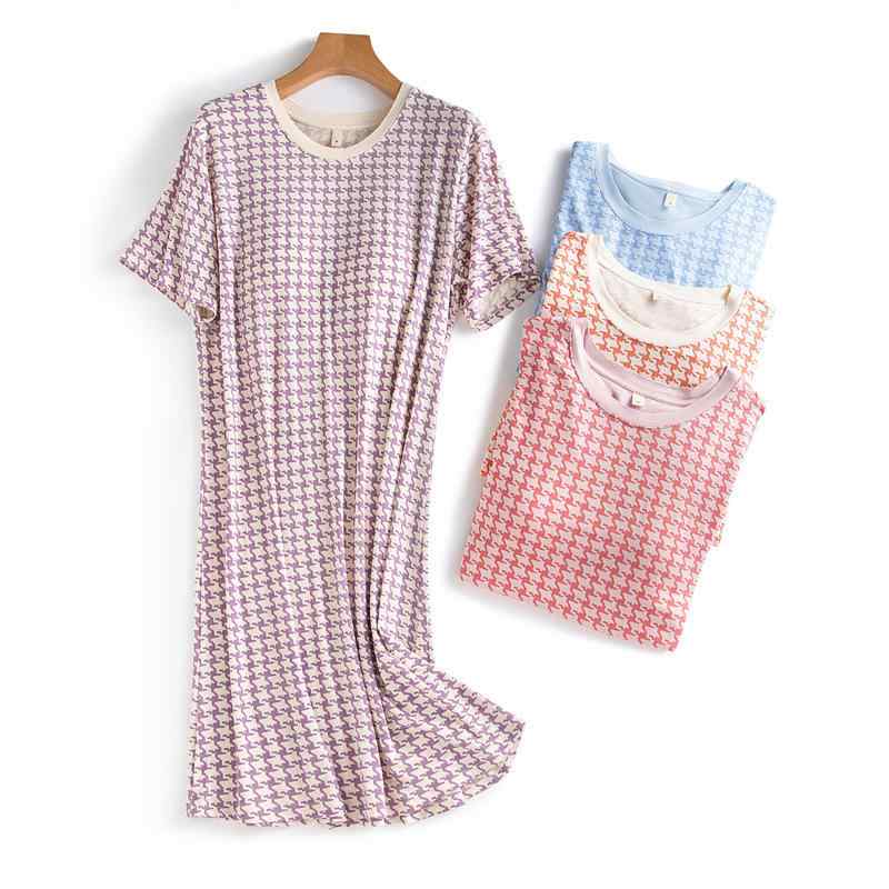 ワンピース レディース 接触冷感 再生繊維 カップ付き Tシャツ 膝丈 半袖 部屋着 ルームウェア ゆったり かわいい 春夏2