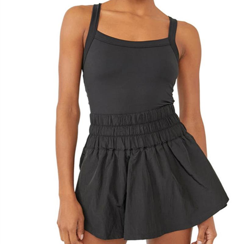 タンクトップ レディース スポーツ用 高機能 高腰 ショートパンツ型 レギンス オールインワン ヨガウェア トレーニングウェア 吸湿速乾 伸縮性2