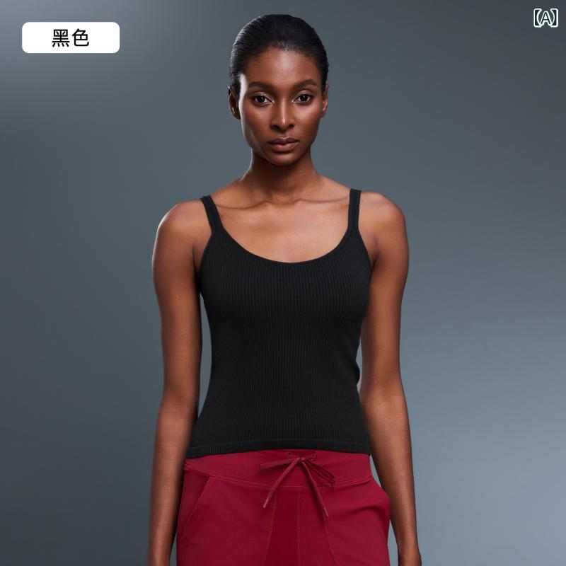 ヨガ タンクトップ レディース スポーツ ランニング ウェア 接触冷感 ノースリーブ トレーニング フィットネス トップス パッド付き インナー