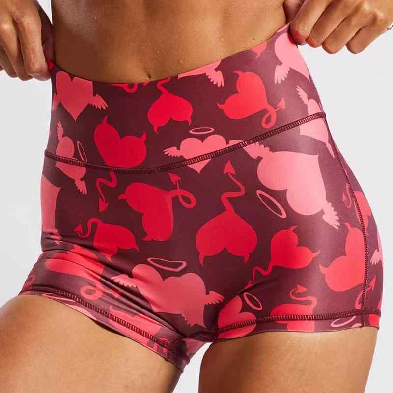 ショートパンツ レディース 高腰 スポーツ ヨガパンツ かわいい漫画プリント ヒップアップ 運動 ランニング トレーニング