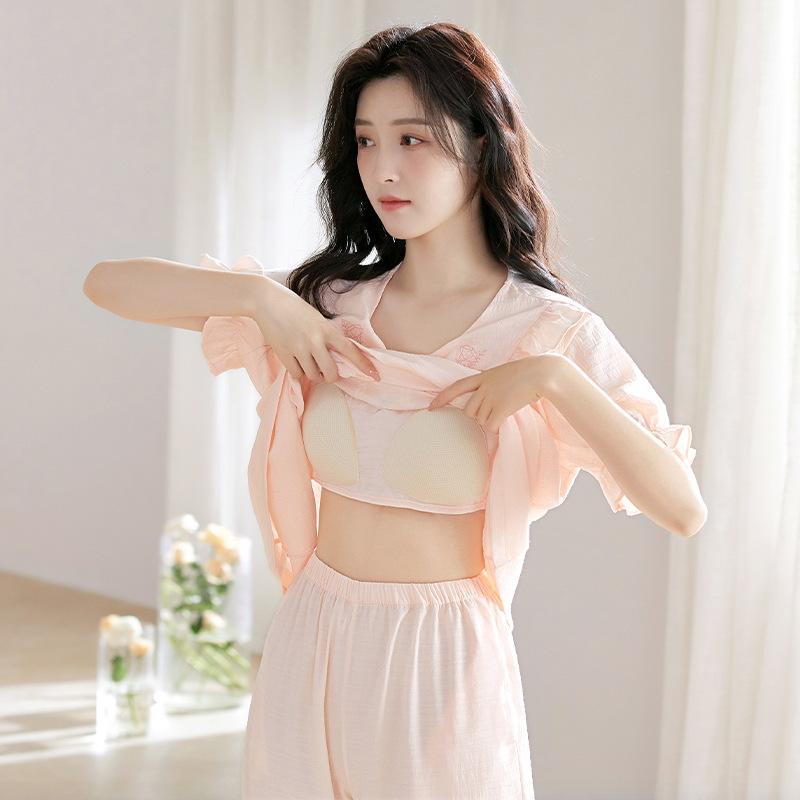 パジャマ レディース 半袖 7分丈パンツ 上下セット 薄手 通気性 かわいい 綿 部屋着 ルームウェア 春夏