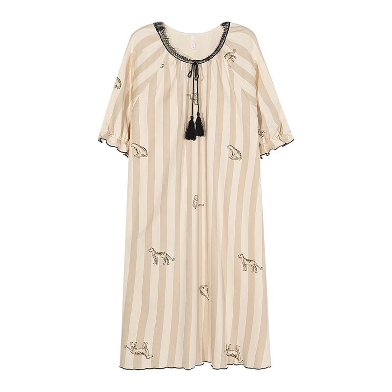 ワンピース レディース 半袖 胸パッド付き ネグリジェ ミモレ丈 スイート ルームウェア 普段使い 再生繊維 かわいい 肌触り良い 婦人服 女性 家着