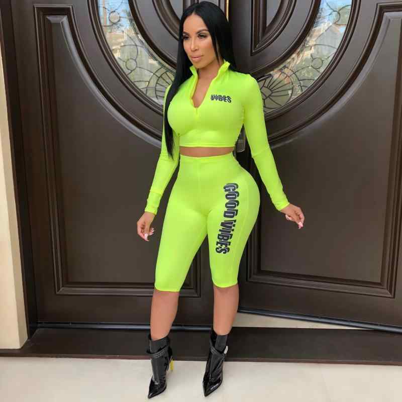 セットアップ レディース ファッション プリント ジップアップ 長袖 トップス ハーフパンツ 部屋着 普段使い アウトドア スポーティー カジュアル