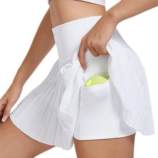 スカート レディース 高機能性 ヨガウェア テニス ゴルフ 短パン プリーツ 無地 インナー付き スポーツ スポーティー かわいい おしゃれ 高腰 ハイウエスト 滑り止め 伸縮性 吸湿速乾
