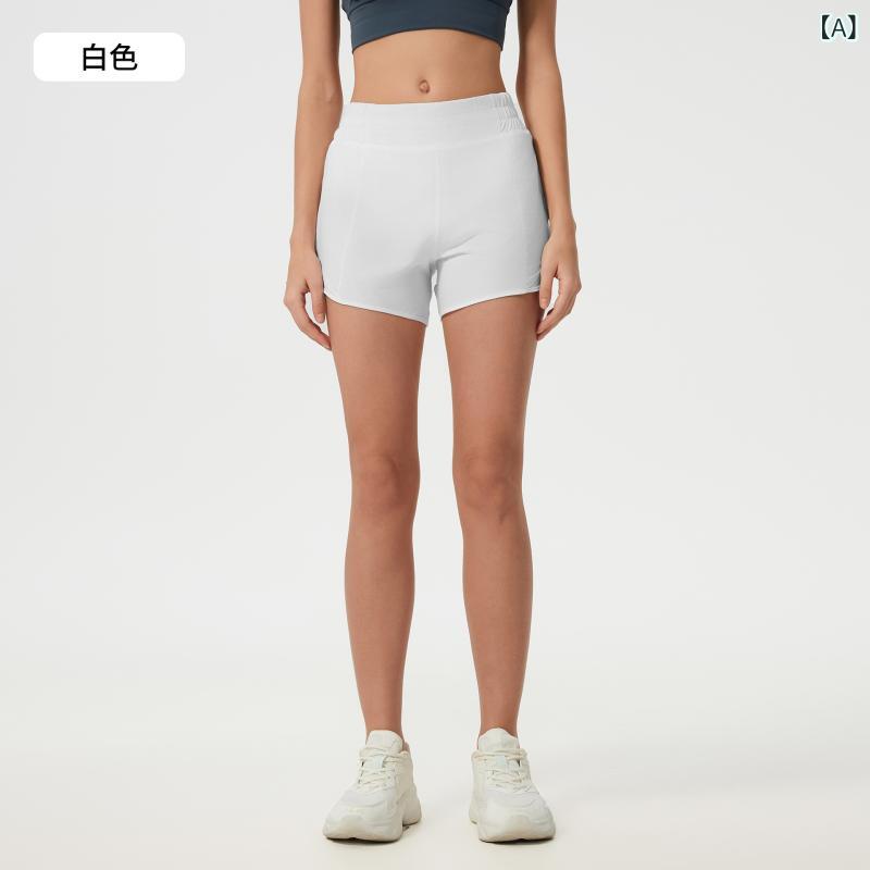 スポーツ ショートパンツ レディース 涼感 吸湿速乾 ヨガパンツ インナーショーツ付き ハイウエスト スリム