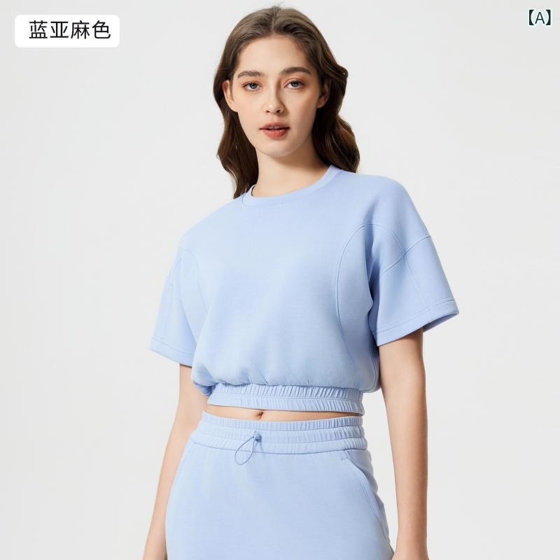 Other - ヨガウェア レディース 半袖 短め丈 へそ出し ファッション トレーニング スポーツ トップス Tシャツ 接触冷感 吸湿速乾