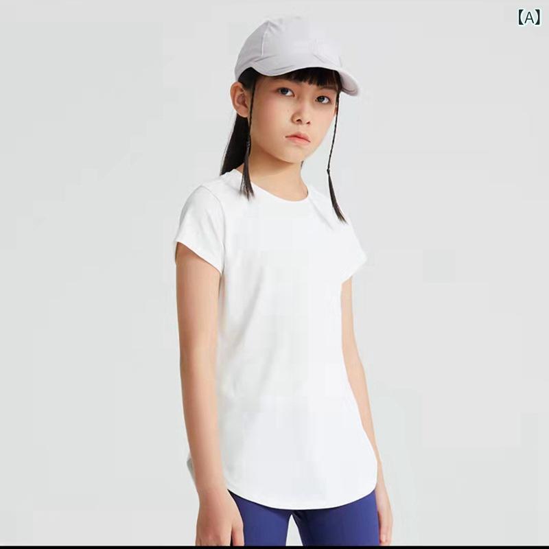 ヨガウェア キッズ 子供 半袖 接触冷感 速乾 スポーツ 運動着 Tシャツ カットソー