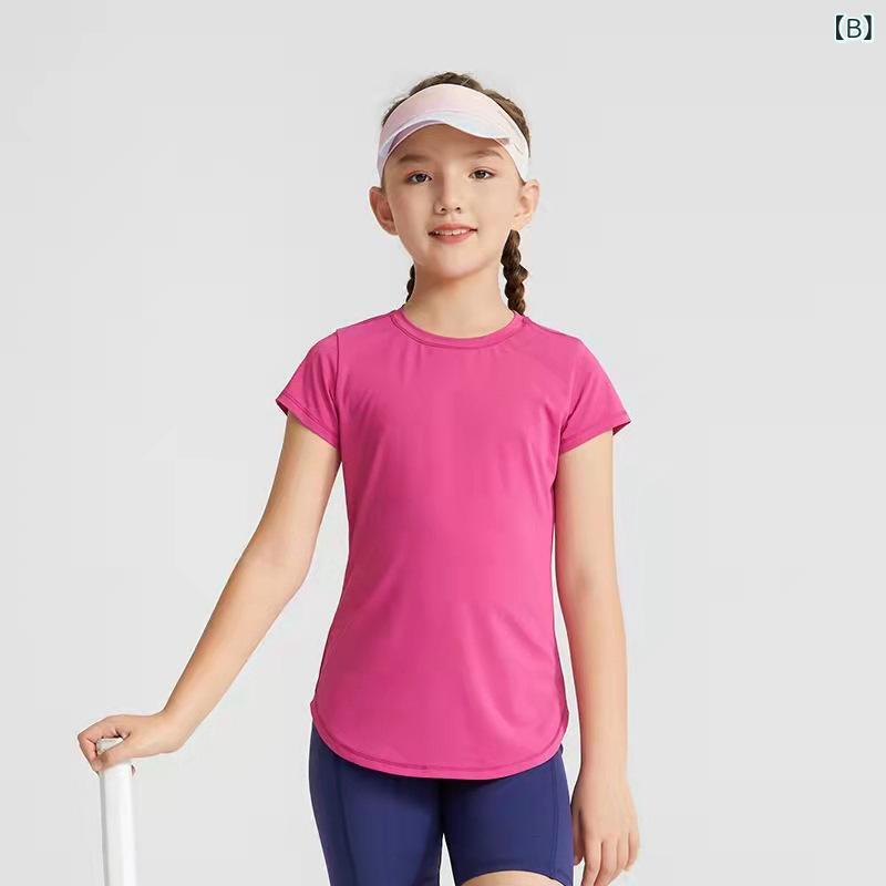 ヨガウェア キッズ 子供 半袖 接触冷感 速乾 スポーツ 運動着 Tシャツ カットソー