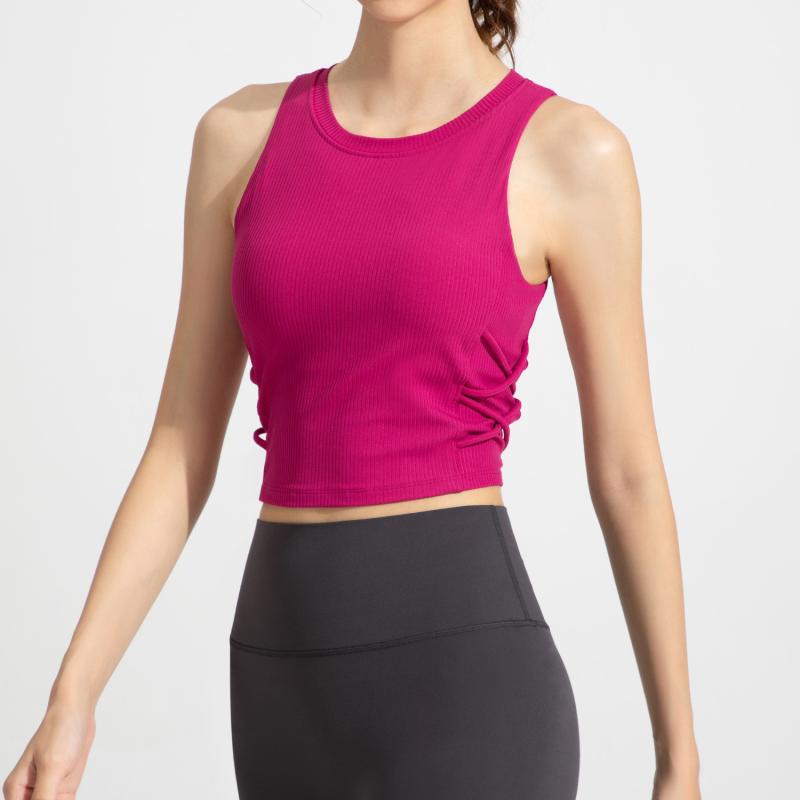 ヨガウェア レディース ノースリーブ トップス カップ付き ランニング スポーツ 接触冷感 伸縮性 吸湿速乾 トレーニング フィットネス