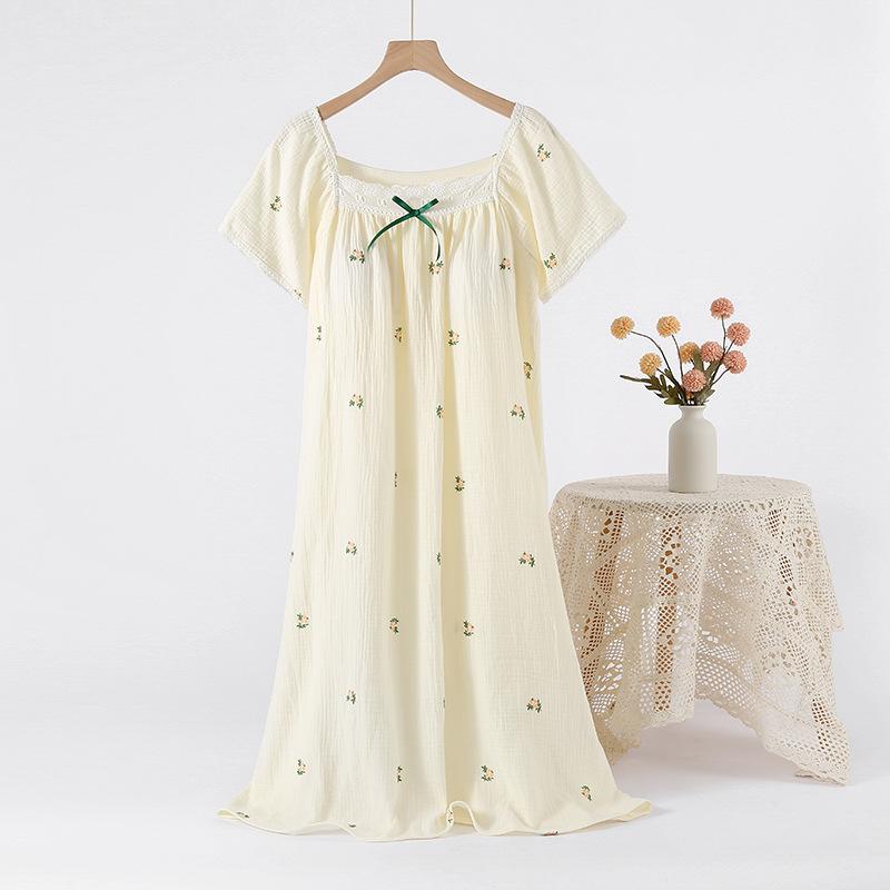 ワンピース レディース かわいい プリンセス風 ネグリジェ 胸パッド付き ロング丈 ひざ下丈 部屋着 春夏