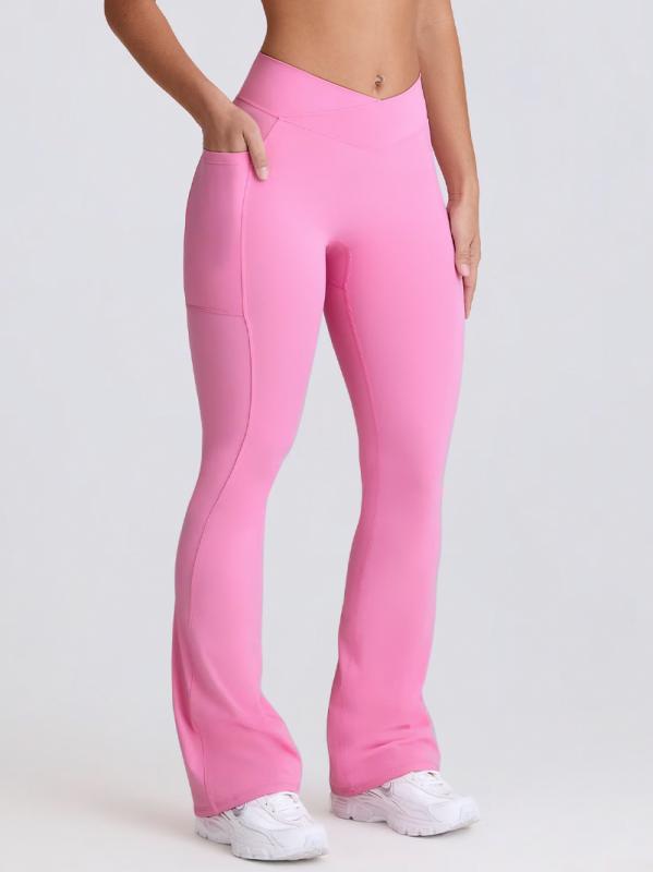 ヨガパンツ レディース ハイウエスト 着圧 美脚 ヒップアップ 体型カバー ストレッチ 伸縮性 通気性 接触冷感 裸感 フレアパンツ 喇叭パンツ ラッパパンツ トレーニング スポーツ フィットネス ピラティス ワイドレッグパンツ