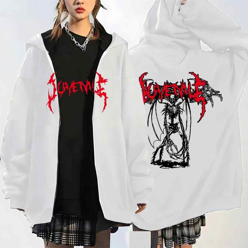 パーカー レディース ゴシック カップル デビル スカル 系 ビッグシルエット ジップアップ トレーナー 男性用 秋冬 ストリート カジュアル