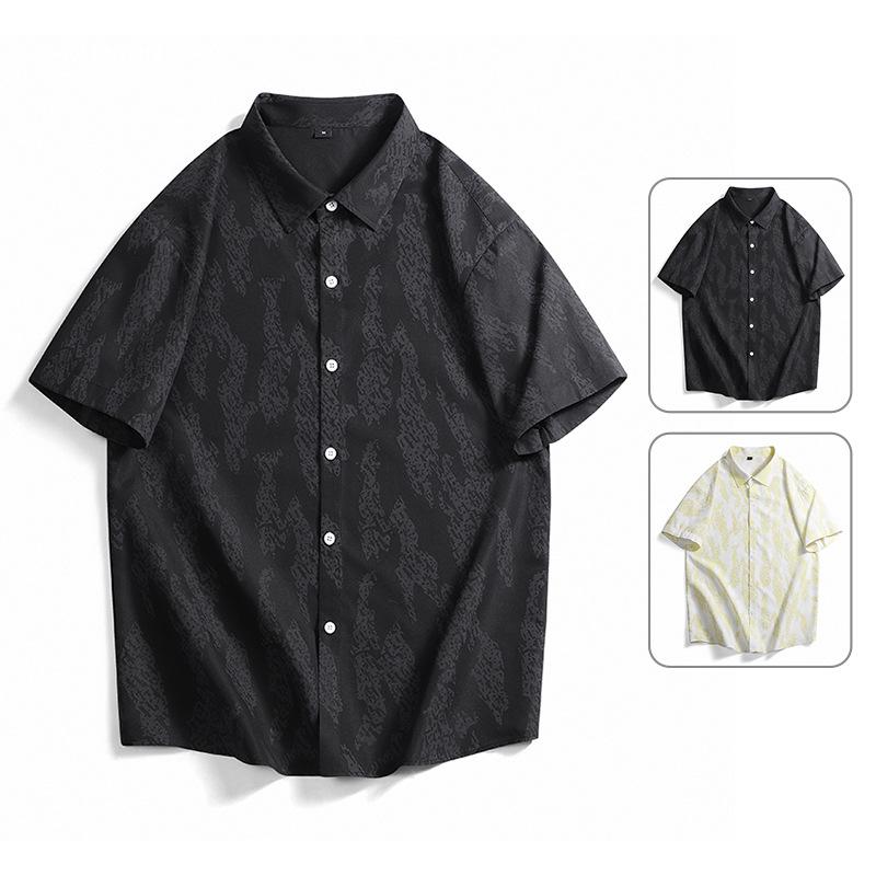シャツ メンズ 男性用 半袖シャツ 大柄プリント ビッグシルエット ゆったり トップス アメカジ カジュアル 春夏