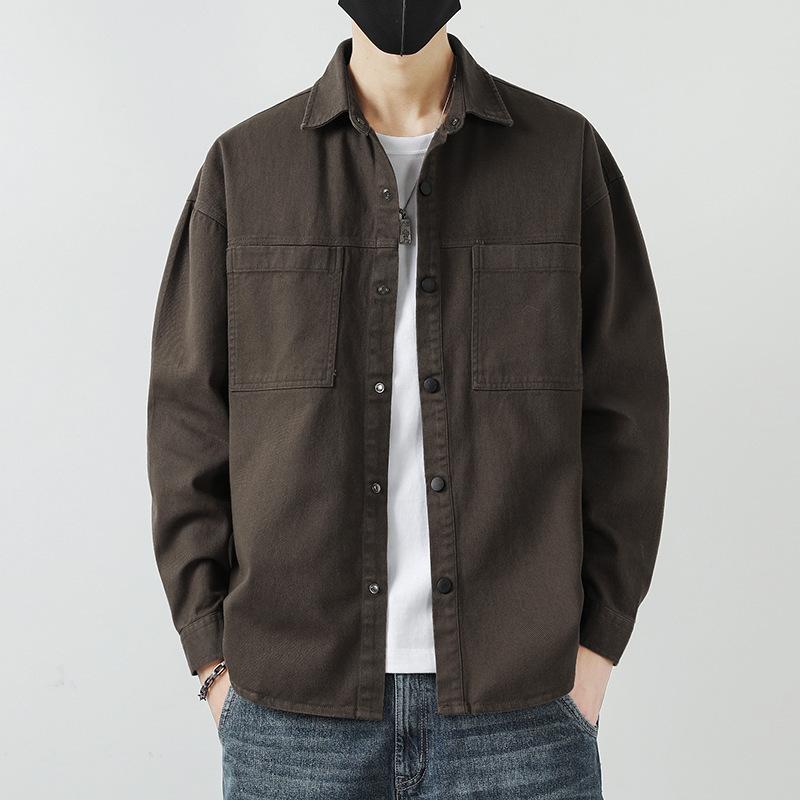 シャツ メンズ 男性用 長袖 春秋 カジュアル トップス 綿 アウター 作業着 百搭 服装