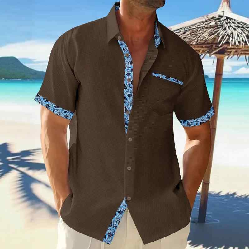 シャツ メンズ 男性用 格子柄 ペイズリー柄 半袖 ビーチシャツ スポーツ カジュアル トップス 普段使い アウトドア 春夏