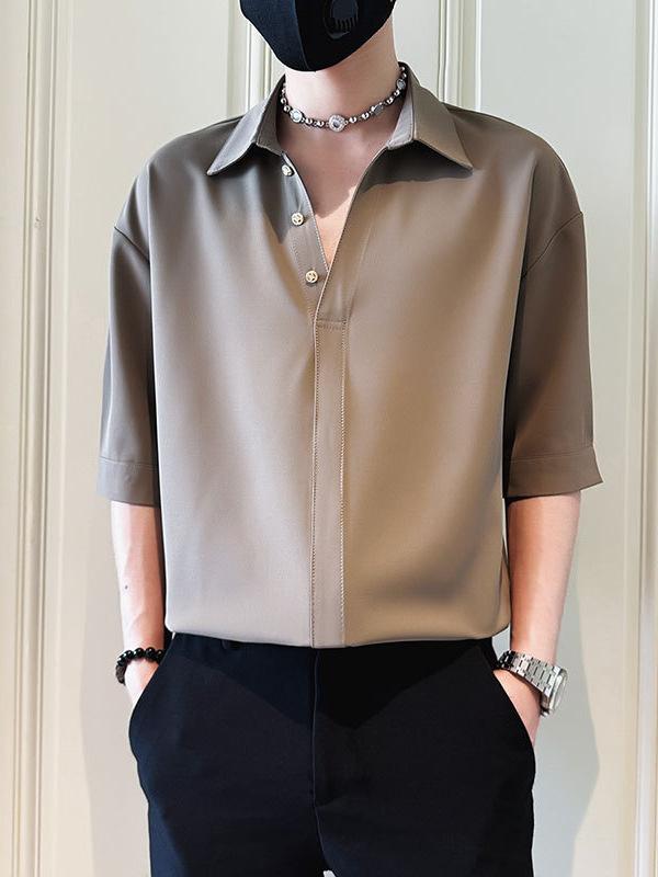 ポロシャツ メンズ 半袖 トップス 接触冷感 カットソー Tシャツ 7分袖 シャツ 男性用 Vネック 春夏