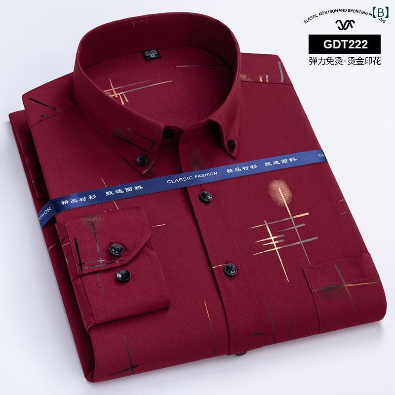 シャツ 男性用 春秋 格子柄 ビジネス カジュアル トップス シニア 紳士服 長袖 電気メッキ加工 sofapotato-10551087 ソファポテト サンプル画像2