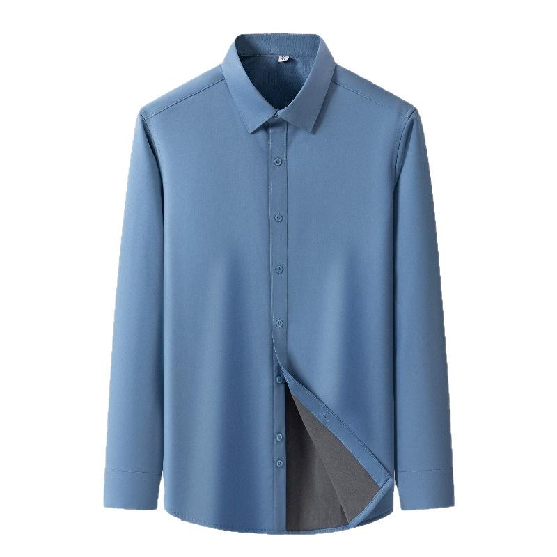 シャツ メンズ 男性用 秋冬 竹繊維 長袖 ビジネス 暖かい あったか 裏起毛 保温