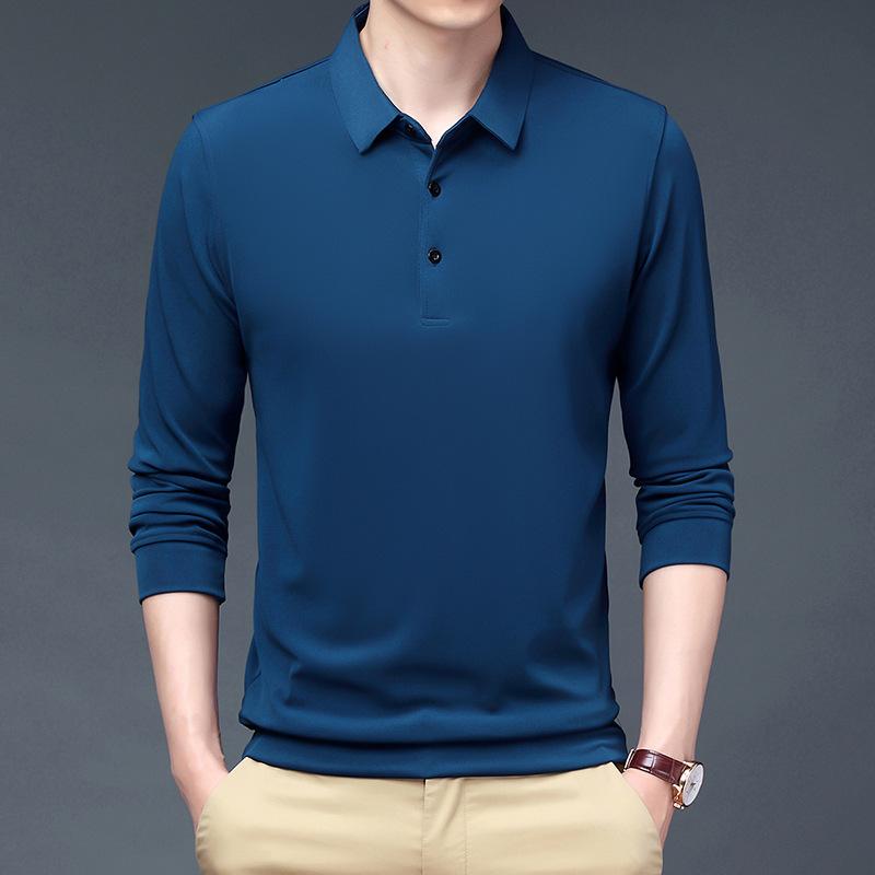 Tシャツ メンズ 男性用 春秋 長袖 接触冷感 纯色 ポロシャツ 襟付き インナー トップス カットソー カジュアル