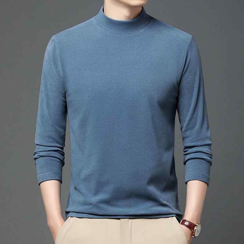 Tシャツ 男性用 ハイネック 長袖 トップス 秋冬 あったかインナー カットソー ストレッチ 伸縮性