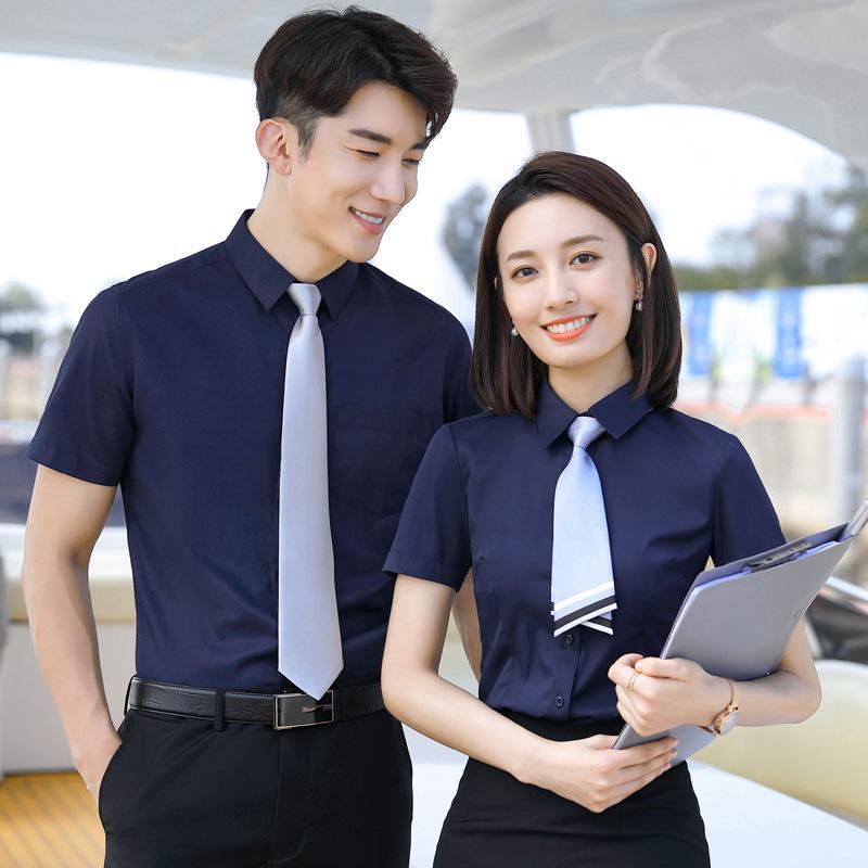 シャツ メンズ 男性用 半袖 ワイシャツ ブラウス 出張 制服 オフィスタイル 事務服 作業着 刺繍 ポケット付き 春夏2