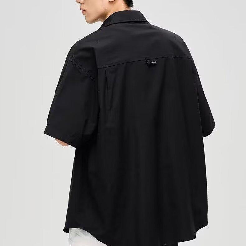 Long-Sleeve - シャツ 男性用 半袖 オープンカラーシャツ カジュアル ワークシャツ ゆったり 接触冷感 多ポケット 普段使い