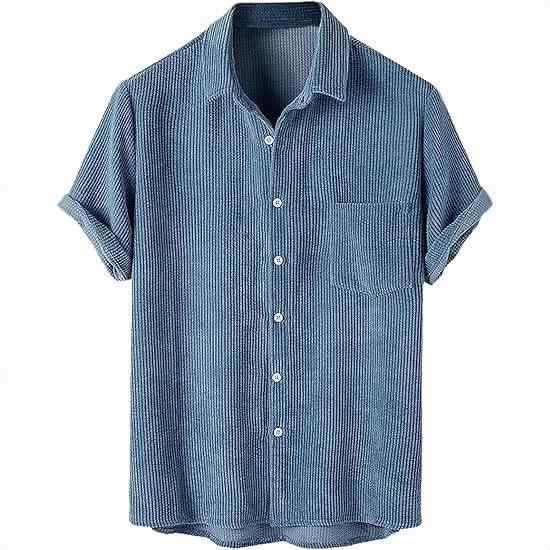 シャツ メンズ 男性用 半袖 コーデュロイ 襟付き 無地 シンプル トップス 百搭