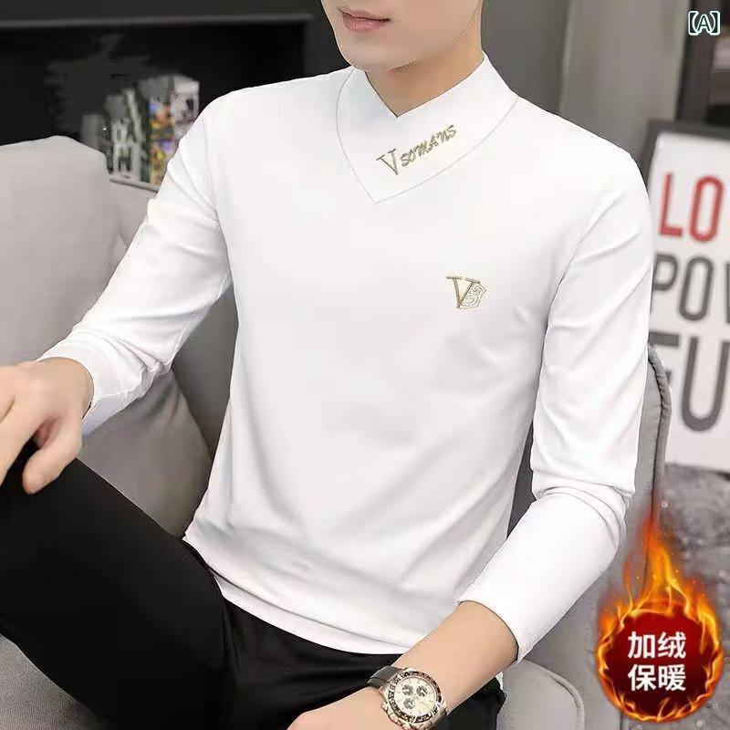 Other - Tシャツ 男性用 モダール 長袖 裏起毛 Vネック 厚手 インナーシャツ あったか トップス 秋冬