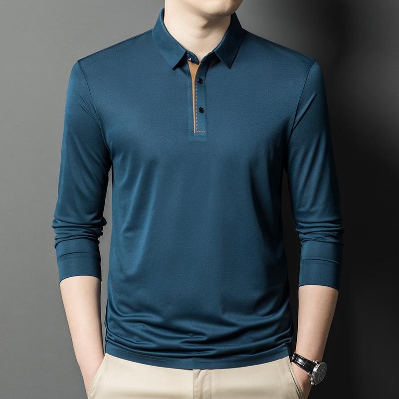 Tシャツ メンズ 男性用 春秋 薄手 無地 ポロシャツ 紳士 襟付き トップス カットソー カジュアル ビジネス シンプル