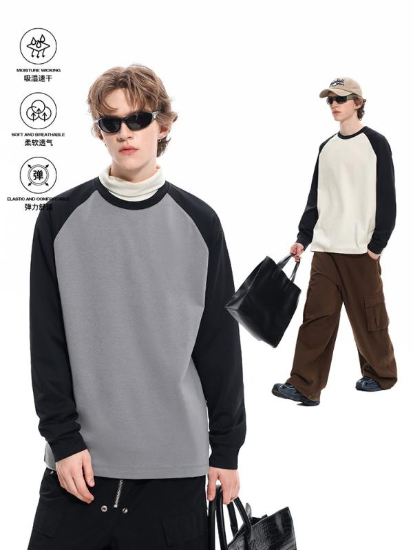 T-Shirts - Tシャツ 男性用 春秋 美式 リラックス 長袖 トップス カットソー 女性用 カジュアル インナー 普段使い 吸汗2
