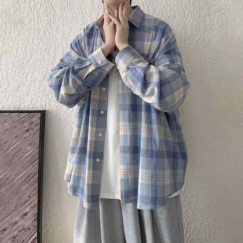 Other - シャツ メンズ 男性用 春夏 薄手 長袖 接触冷感 チェック柄 宽松 羽織り トップス シャツアウター