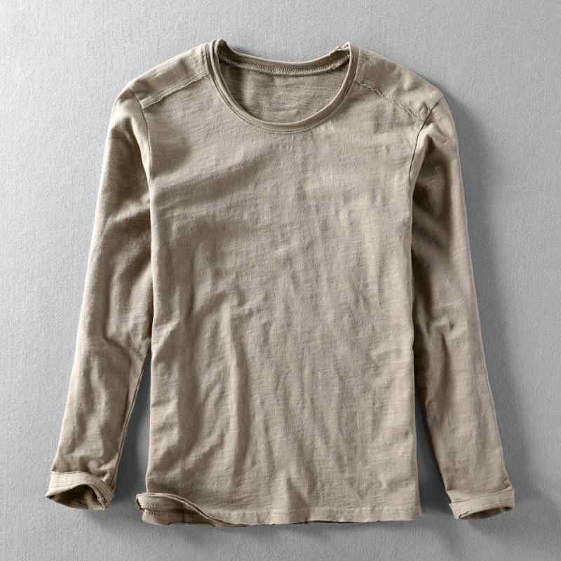 Tシャツ メンズ 男性用 長袖 丸首 ゆったり カットソー ヘビーウェイト ウォッシュ加工 白 無地 春夏 秋冬2
