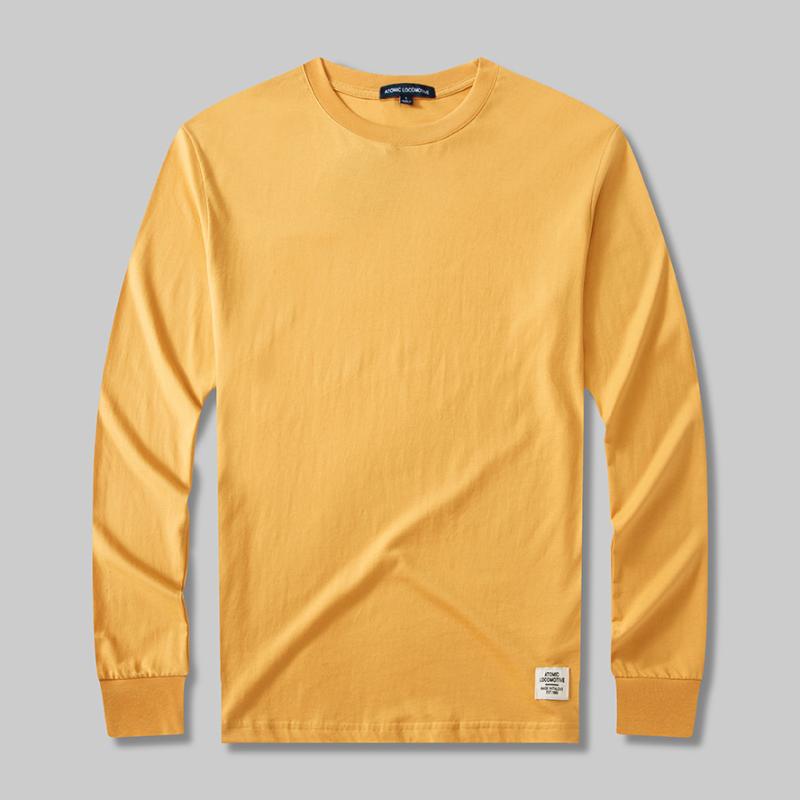 Tシャツ メンズ 男性用 春夏 トップス カットソー 長袖 洗い加工 クルーネック 無地 綿 インナー 普段使い