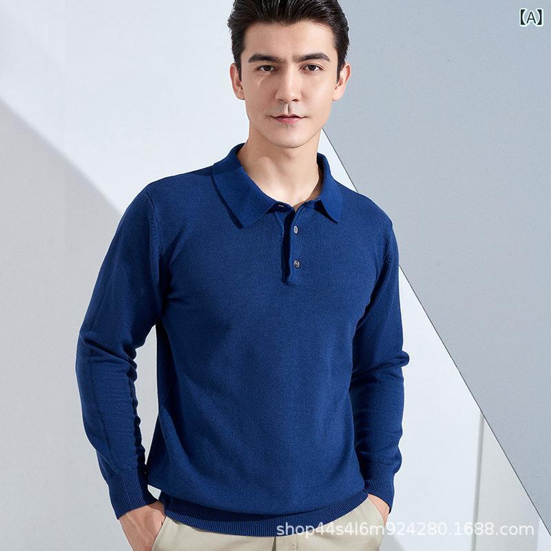 ニット メンズ 男性用 ポロシャツ 長袖 薄手 ニットソー トップス インナー 普段使い ビジネス ウォームビズ