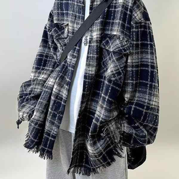 シャツ メンズ 男性用 格子柄 長袖 デザイン ゆるかわ 文芸 普段使い 春秋 ペア・生地名: 綿混紡・スタイル: カジュアル・タイプ: カーディガン・フィット: レギュラー・襟型: 襟付き・袖丈: 長袖・柄: 格子柄・・対象者: ティーン・主な生地構成: ポリエステル・色: ネイビー・サイズ: M, L, XL, 2XL, 3XL・シーズン: 春秋・対象年齢: 大人・対象性別: メンズ・製品カテゴリ: シャツ